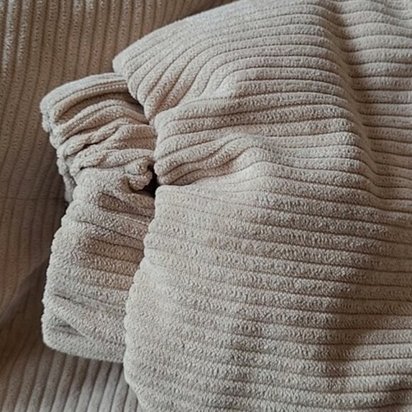 NEW women's medium beige tan corduroy puffer jacket cropped cozy coat oversized - Picture 8 of 9